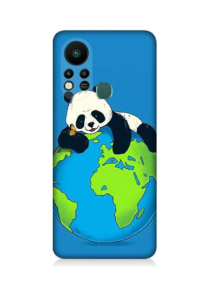 Infinix Hot 11S Uyumlu Yorgun Panda ve Dünya Desenli Silikon Kılıf