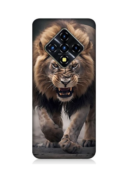 Infinix Zero 8 Uyumlu Saldırgan Aslan Desenli Silikon Kılıf