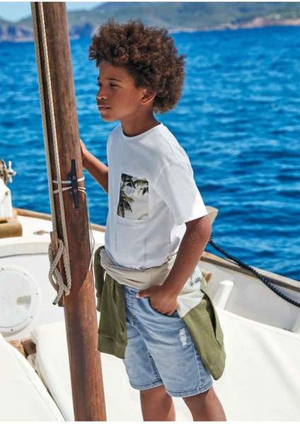 Yazlık Erkek Denim Bermuda Şort - Mavi
