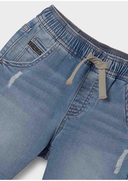 Yazlık Erkek Denim Bermuda Şort - Mavi