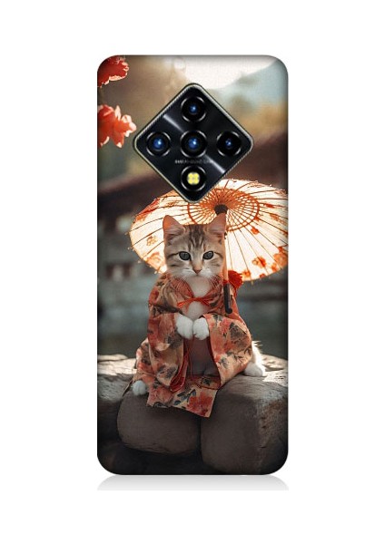 Infinix Zero 8 Uyumlu Geyşa Kıyafetli Kedi Desenli Silikon Kılıf