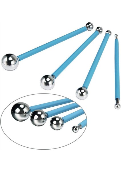 Marzipan Seti Metal 4lü Şeker Hamuru Şekillendirme Göz Modelleme Pasta Figür Çiçek Yapma Set