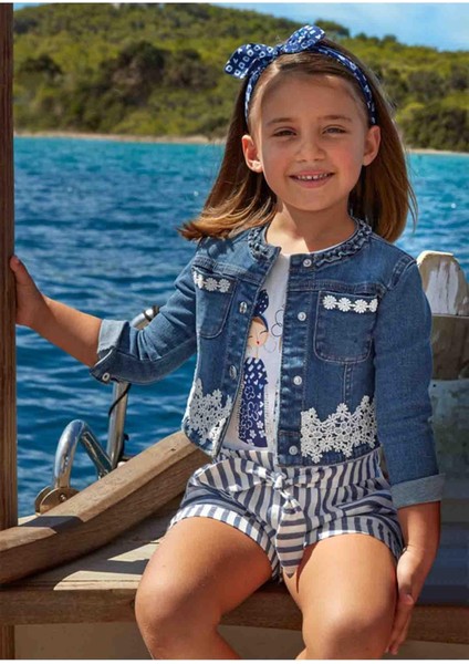 Yazlık Kız Denim Ceket Koyu Mavi