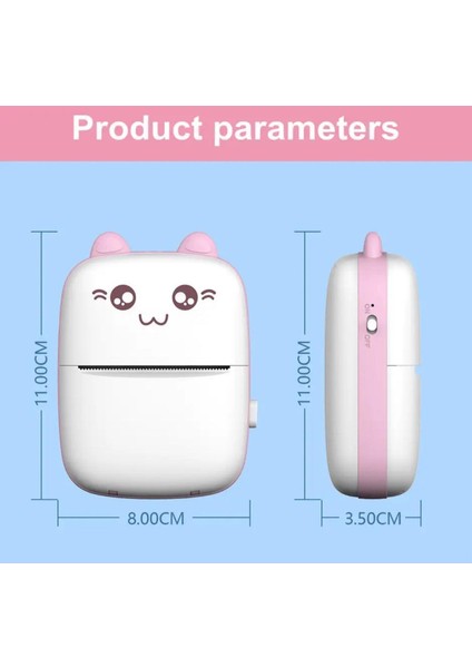 Mini Termal Taşınabilir Yazıcı MAVİ, 3ADET Beyaz + 3ADET Renkli Sticker+ 3ADET Renkli Rulo indirimleri