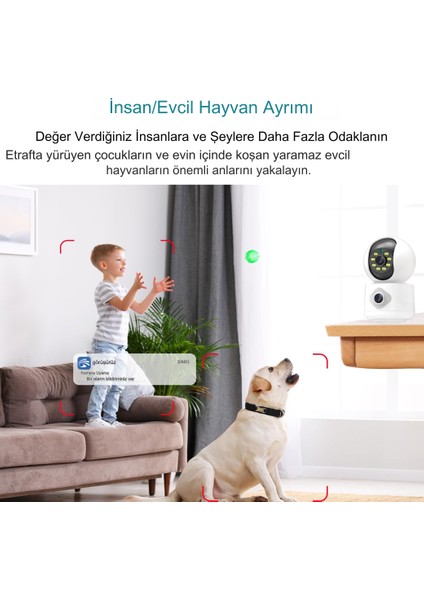 2k Iç Mekan Çift Lensli Güvenlik Kamerası Kablosuz Wifi Kamera Tam Renkli Gece Görüşü 4mp Iç Mekan Dış Mekan 2 Yönlü Ses 1080P Ev Ofis Bakıcı Hırsız Güvenlik Kameras