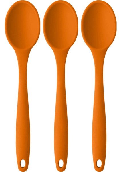 Büyük Boy Yanmaz Yapışmaz Silikon Turuncu Kaşık 3’lü Set