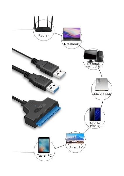 A5142 USB 3.0 2.5 3.5 Inç Sata SSD HDD Hard Disk Çevirici Dönüştürücü Adaptör Kablosu