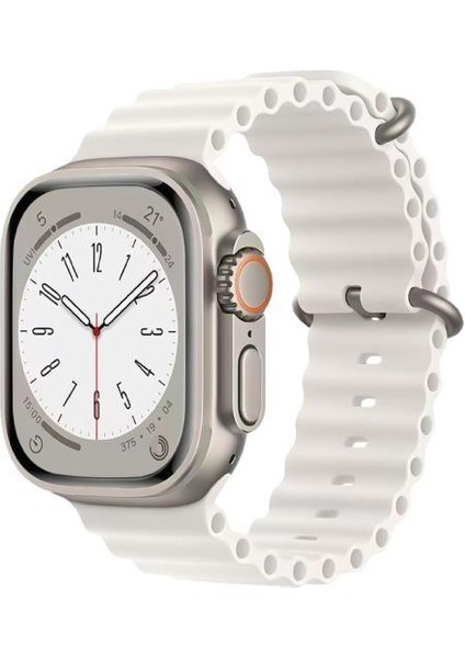 Apple Watch 42MM / 44MM / 45MM/ 49MM Uyumlu Akıllı Saat Kordonu Beyaz