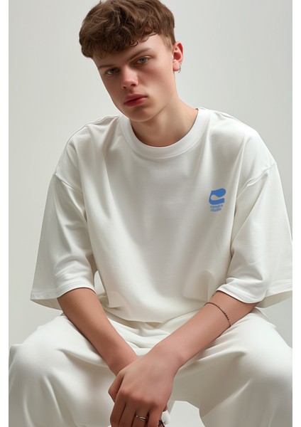 Toxic People Oversize T-Shirt Erkek - Ekru