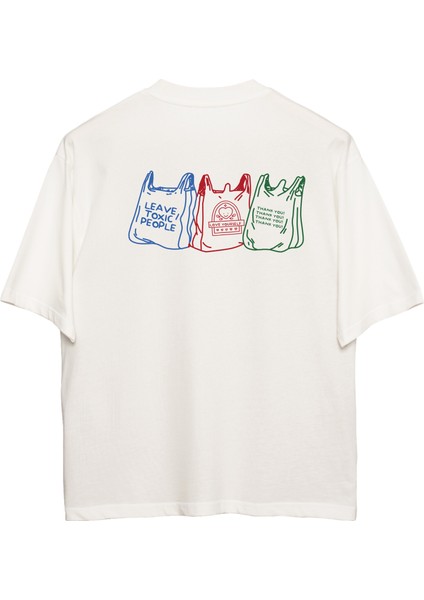 Toxic People Oversize T-Shirt Erkek - Ekru fırsatları