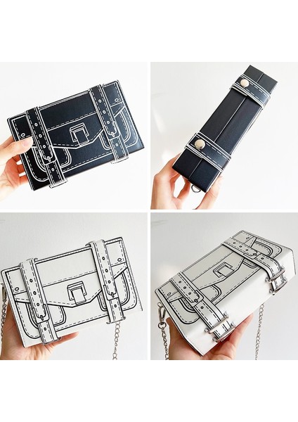 Beyaz Stil 18.5X5X12 cm Siyah ve Beyaz Kutu Tasarımı Kadın Günlük Çantalar ve Çantalar Moda Debriyaj Çanta Omuz Zinciri Çanta Rossbody Çanta Pu Deri (Yurt Dışından) fırsatları