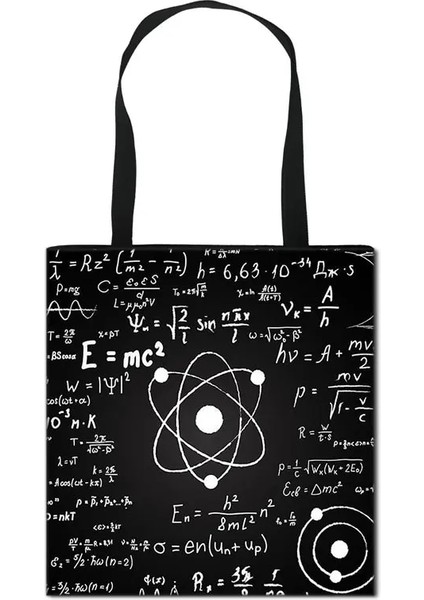 STDMATH01CW Stili 39X39CM Sevimli Matematik Fizik Formülü Omuz Çantası Bilim Deney Çanta Kız Kanvas Tote Çanta Kadın Büyük Kapasiteli Alışveriş Çantaları (Yurt Dışından)