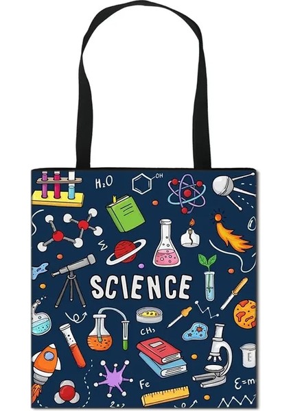 STDMATH01CW Stili 39X39CM Sevimli Matematik Fizik Formülü Omuz Çantası Bilim Deney Çanta Kız Kanvas Tote Çanta Kadın Büyük Kapasiteli Alışveriş Çantaları (Yurt Dışından) fırsatları