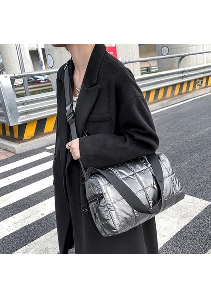 Altın Tarzı 30-50CM 2022 Yeni Kış Tek Omuz Tote Kadın Uzay Ped Pamuk Tüy Aşağı Çanta Kova Çanta Ana Kesesi Carteira Bolsa Feminina (Yurt Dışından) indirimleri