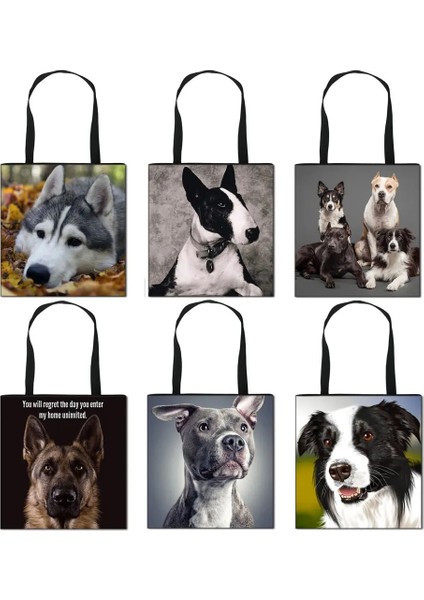 STDGOUG63 Stili S 34.5X34.5CM Alman Çoban Boston Terrier Bulldog Husky Köpek Nedensel Tote Çanta Kadın Çanta Bayan Omuz Çantaları Kanvas Alışveriş Çantası (Yurt Dışından) modelleri
