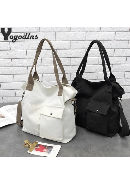 Siyah Stil 29X11X33CM Rahat Omuz Çantası Kadın Kadın Düzensiz Crossbody Çanta Kore Öğrencileri Üzerinde Kanvas Çanta Bayanlar Messenger Çanta Büyük Kapasiteli (Yurt Dışından) fiyatları