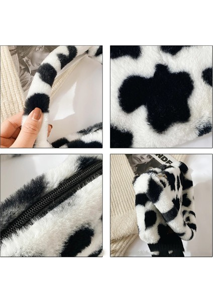 Gök Mavisi Tarzı 28X14X3CM 2021 Sonbahar Moda Trendy Peluş Koltukaltı Omuz Çantası Kadın Zebra Desen Çanta Lüks Küçük Taşınabilir Seyahat Çantası (Yurt Dışından)