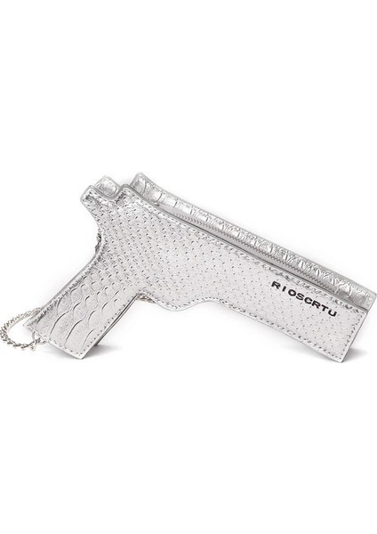 Gümüş Tarzı 22CM x 14CM x 3cm 2020 Yeni Moda Tabanca Tasarımı Kadın Çanta Tabanca Şeklindeki Çanta Serin Küçük Postacı Çantası Pu Deri Crossbody Çanta Bayanlar Omuzdan Askili Çanta (Yurt Dışından)
