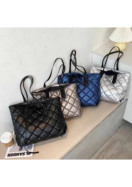 Haki 04 Stili 30-50CM Kadınlar Için Moda Lazer Parlak Omuz Çantaları Yüksek Kapasiteli Bayanlar Üst Saplı Çanta Kış Çanta ve Çanta Kadın Bez Çanta (Yurt Dışından) indirimleri