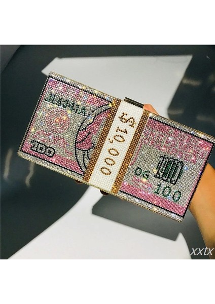 Stil 8 Stil Bling Para Debriyaj Taklidi Çanta Dolar Nakit Yığını Akşam Çanta Omuz Düğün Yemeği Çanta 8 Renk Yaz (Yurt Dışından)
