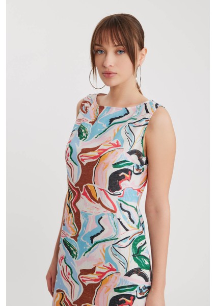 Sıfır Kol Renkli Elbise modelleri