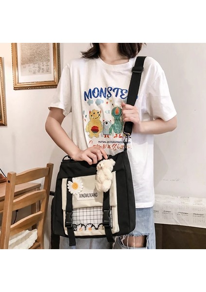 Pembe Tarzı Kadın Omuz Çantası Rahat Tote Büyük Kapasiteli Crossbody Alışveriş Çantası Genç Kızlar Için Sevimli Bookbag Messenger Okul Çantaları (Yurt Dışından) modelleri