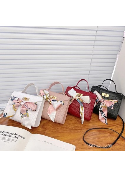 Pembe Tarzı Moda Pu Küçük Omuz Çantaları Timsah Derisi Ipek Eşarp Crossbody Çanta Kadınlar Için Lüks Zarif Kurdela Yay Bayrak Çanta (Yurt Dışından) indirimleri