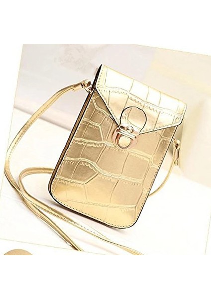 Altın Tip 3 Stili Kadın Deri Messenger Çanta Mini Cep Cep Telefonu Kılıfı Öğrenci Crossbody Kılıf Debriyaj Çanta Cüzdan Kız Küçük Omuz Çantası Çanta (Yurt Dışından)