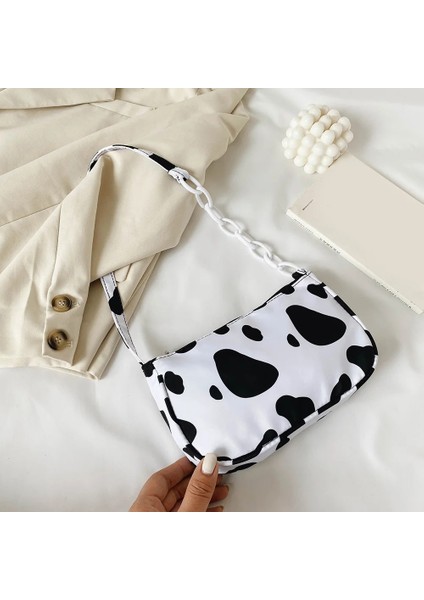 Leopar Tarzı Moda Inek Süt Baskı Koltukaltı Omuz Çantaları Naylon Kadın Çanta Kılıf Kadın Rahat Popüler Basit Kadın Günlük Üst Saplı Çanta (Yurt Dışından) fiyatları