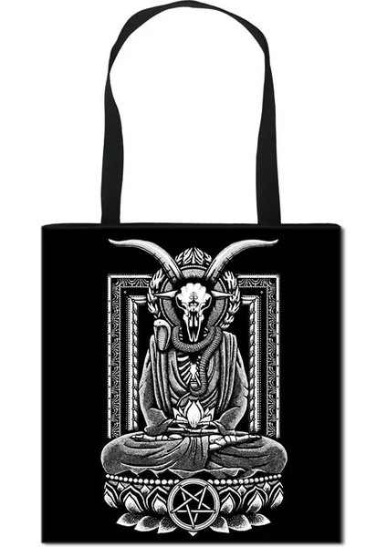 STDWITCHCCW08 Stili 34CMX34CM Cadı Dolu Şeytan Kadın Omuz Çantası Baphomet Büyücülük Çanta Siyah Kedi Nedensel Bez Çantalar Bayanlar Alışveriş Çantası (Yurt Dışından) modelleri
