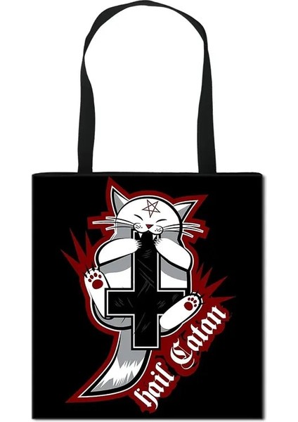 STDWITCHCCW08 Stili 34CMX34CM Cadı Dolu Şeytan Kadın Omuz Çantası Baphomet Büyücülük Çanta Siyah Kedi Nedensel Bez Çantalar Bayanlar Alışveriş Çantası (Yurt Dışından) fırsatları