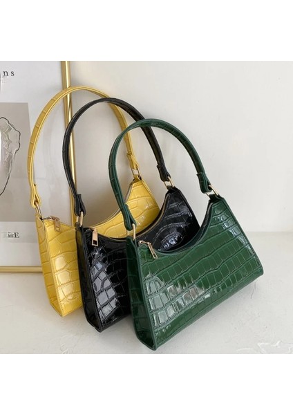 Sarı Stil 24X6X16CM Moda Pu Deri Kadın Hobos Koltukaltı Çanta Timsah Desen Bayanlar Küçük Omuz Çantaları Parlak Renkler Kadın Çanta Çanta (Yurt Dışından) fiyatları