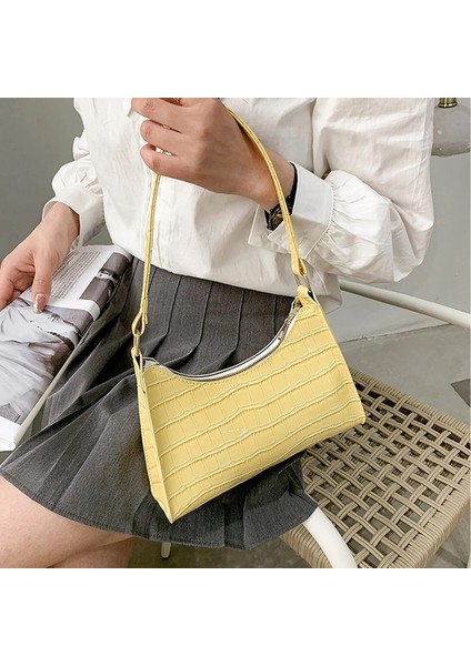 Sarı Stil 24X6X16CM Moda Pu Deri Kadın Hobos Koltukaltı Çanta Timsah Desen Bayanlar Küçük Omuz Çantaları Parlak Renkler Kadın Çanta Çanta (Yurt Dışından) indirimleri