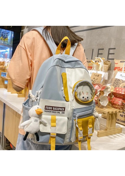 Pembe Stil Ördek Bebek Yok Kadın Harajuku Naylon Çanta Kawaii Kız Kolej Öğrenci Sırt Çantası Su Geçirmez Moda Bayanlar Okul Çantası Kitap Kadın Sevimli Sırt Çantası Yeni (Yurt Dışından) modelleri