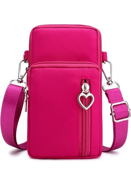 Büyük Kırmızı Stil Kadın Dikey Mini Çanta Omuz Askısı Messenger Göğüs Çanta Cüzdan Işlevli Cep Telefonu Çantası Bozuk Para Cüzdanı Crossbody Çanta (Yurt Dışından)