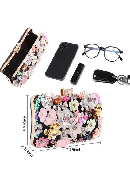 Siyah Stil Bayan Floralcrystal Rhinestone Debriyaj Çanta Kızlar Akşam Çanta Tasarımcı Akşam Çanta Düğün Balo Ziyafet Partisi Için (Yurt Dışından) indirimleri