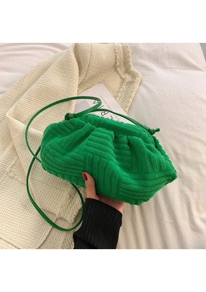 Yeşil 2 Tarzı Retro Baget Çanta Kadın Üst Şerit Desen Kadife Tek Omuz Çantaları Wome Çanta Için Ed Yeşil Pembe Hobos Çanta (Yurt Dışından)