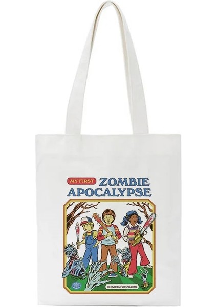 NO.1508 Tarzı Death Evil Devil Alien Baskı Yeni Rahat Harajuku Kadın Omuz Kanvas Çanta Ins Büyük Kapasiteli Tote Vogue Yeniden Kullanılabilir Kadın Çantaları (Yurt Dışından)