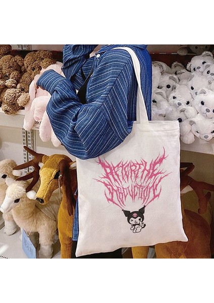 No.3 Tarzı 28X33CM Kawaii Harajuku Y2K Çizgi Film Anime Çantaları Alışveriş Çantası Kanvas Alışveriş Çantası Yeniden Kullanılabilir Bez Çanta Çanta Omuz Çantaları Katlanabilir (Yurt Dışından) indirimleri
