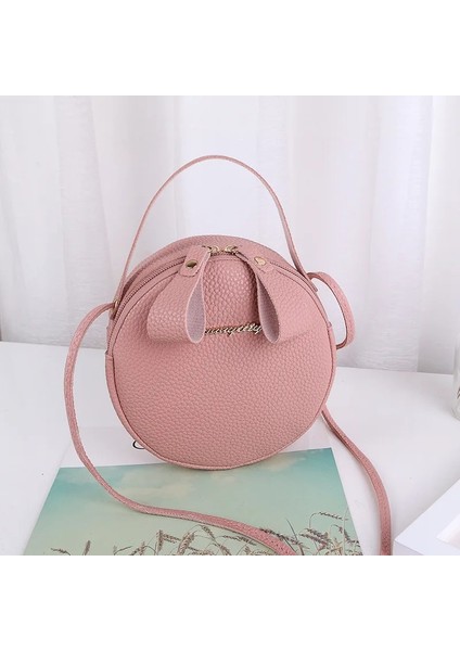 Pembe-Yuvarlak Şekil Stili Sıcak Satış Tatlı Dantel Yuvarlak Çanta Womemall Taze Çiçek Zincir Omuz Için Yüksek Li Pu Deri Kadın Crossbody Çanta (Yurt Dışından)