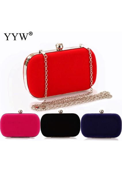 Siyah C Stili Kırmızı Kadın Debriyaj Akşam Çanta Çanta ile Ayrılabilir Zincir Çanta Düğün Kokteyl Parti Kadife Manşonlar Balo Düğün Omuz (Yurt Dışından) fiyatları