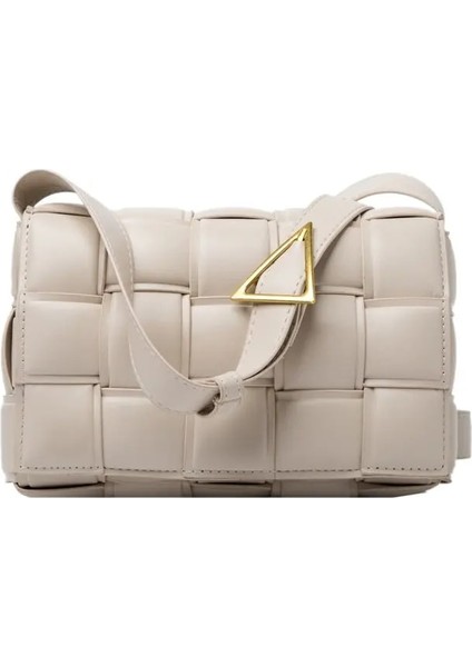 Kirli Beyaz Tarzı 21.5X14X5CM Kadın Çanta Omuz Çantası Kadın Crossbody Çanta Tasarımcı Çanta Çanta Pu Deri Örgü Basit Moda Yeni Kafes Düz Renk (Yurt Dışından)