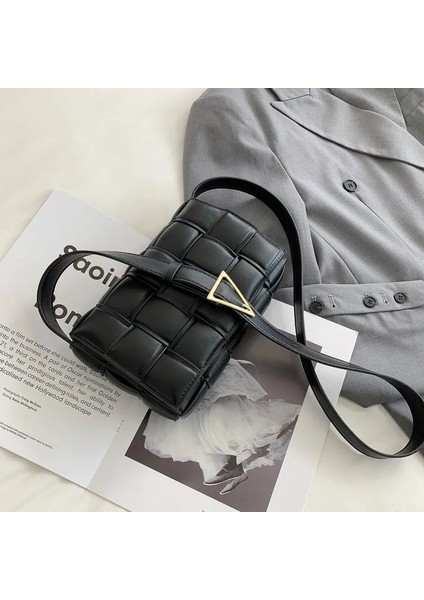 Kirli Beyaz Tarzı 21.5X14X5CM Kadın Çanta Omuz Çantası Kadın Crossbody Çanta Tasarımcı Çanta Çanta Pu Deri Örgü Basit Moda Yeni Kafes Düz Renk (Yurt Dışından) modelleri