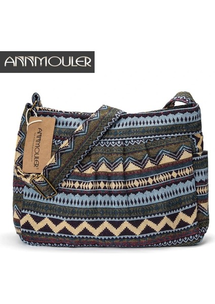 Mor Tarzı Annmouler Kadın Crossbody Çanta Vintage Büyük Kapasiteli Omuz Çantası Çok Cepli Pamuklu Messenger Çanta Hobo Bayanlar Için (Yurt Dışından)