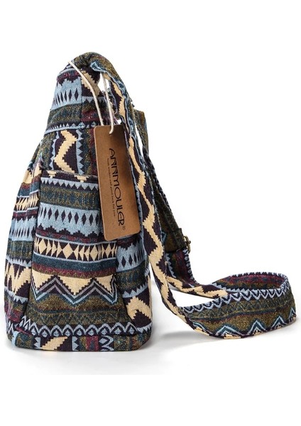 Mor Tarzı Annmouler Kadın Crossbody Çanta Vintage Büyük Kapasiteli Omuz Çantası Çok Cepli Pamuklu Messenger Çanta Hobo Bayanlar Için (Yurt Dışından)