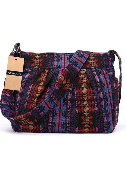 Mor Tarzı Annmouler Kadın Crossbody Çanta Vintage Büyük Kapasiteli Omuz Çantası Çok Cepli Pamuklu Messenger Çanta Hobo Bayanlar Için (Yurt Dışından)