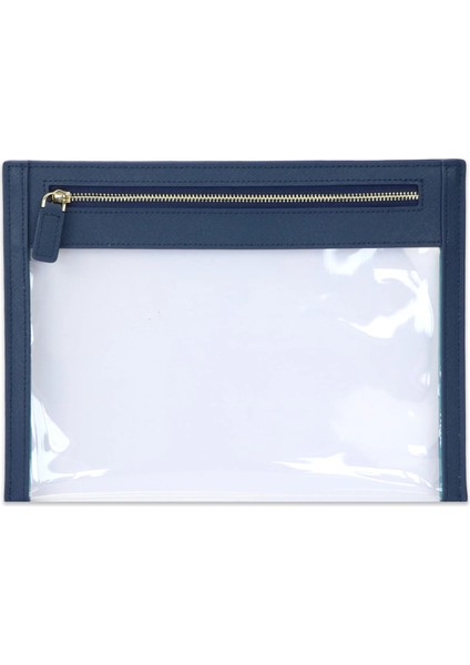 Saffiano Donanma Stili 25.5X19CM Kişiselleştirilmiş Timsah Derisi Kadın Seyahat Makyaj Çantaları Temizle Tpu Seyahat Yıkama Çantası Küçük Pvc Kese Debriyaj Çantası (Yurt Dışından)