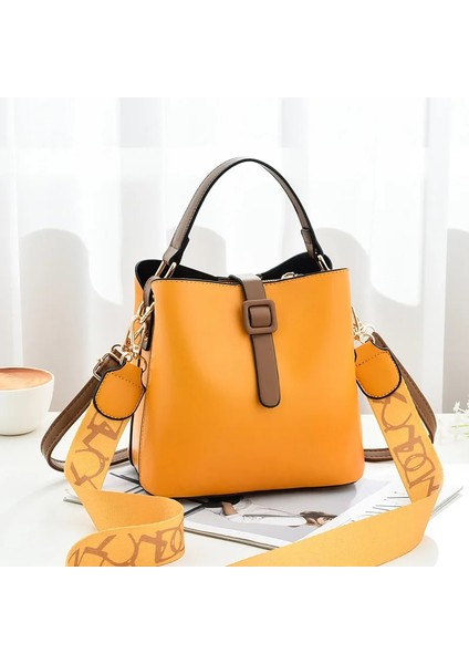 Siyah Stil Sıcak Satış Kadın Çantası Yeni Kadın Geniş Omuz Askısı Kova Çanta Moda Büyük Kapasiteli Tek Omuz Messenger Çanta Kadın (Yurt Dışından) fırsatları