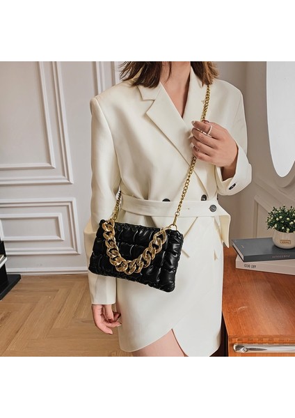 Beyaz Stil Moda Akşam Çanta Altın Zincir Çanta Parti Manşonlar Bayan Çanta Omuz Çantaları Womeace Puff Messenger Crossbody Çanta (Yurt Dışından) fiyatları