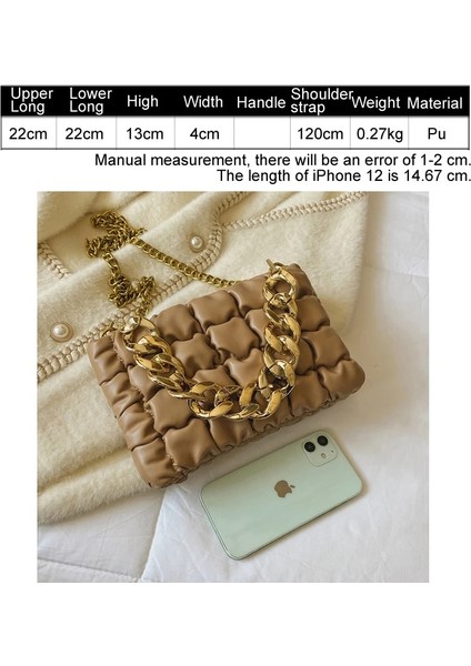 Beyaz Stil Moda Akşam Çanta Altın Zincir Çanta Parti Manşonlar Bayan Çanta Omuz Çantaları Womeace Puff Messenger Crossbody Çanta (Yurt Dışından) modelleri